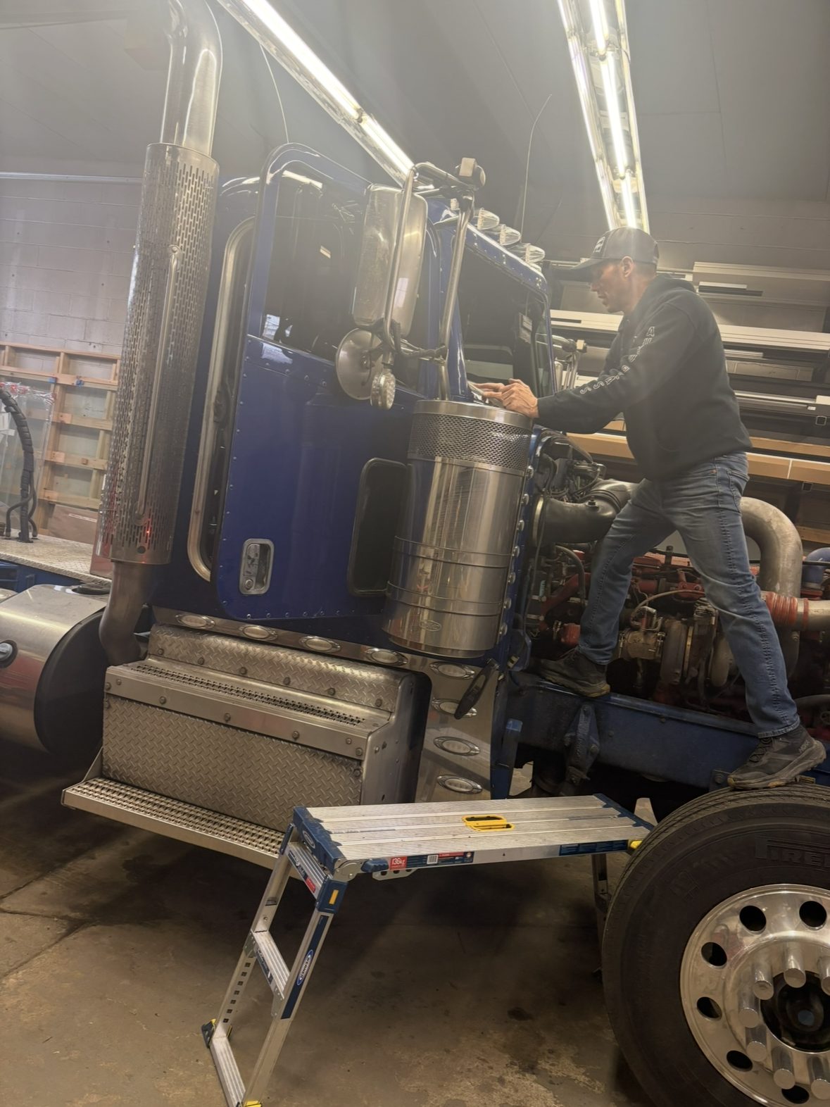 Newburgh Auto Glass replacing a semi truck windshield